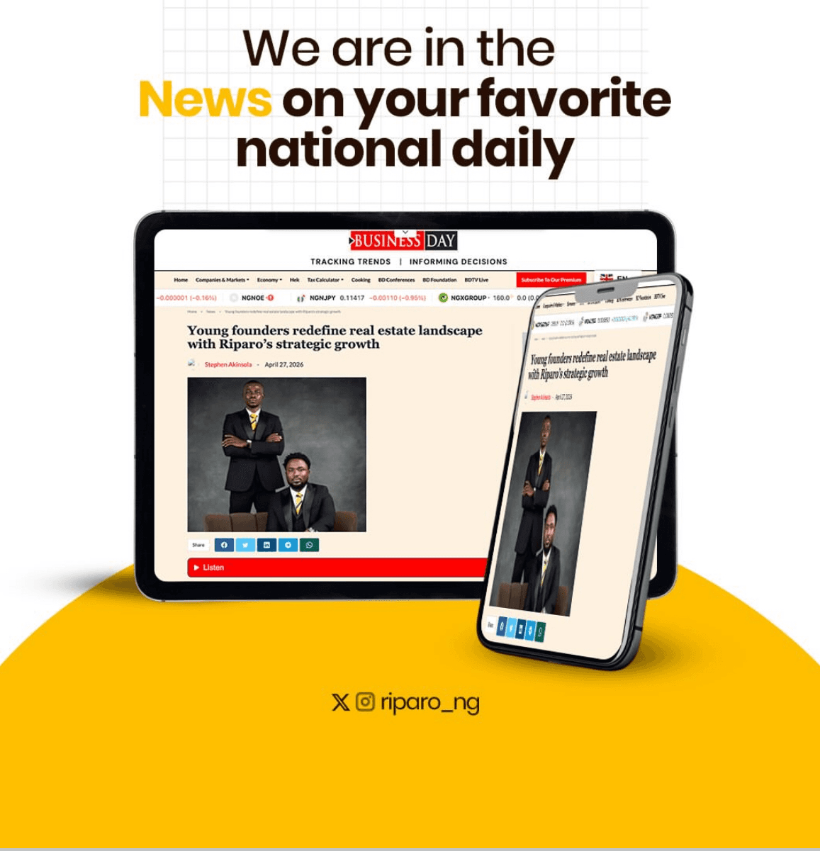 Riparo founders featured in BusinessDay Nigeria